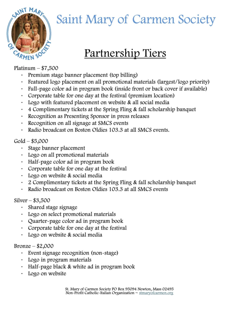 Sponsorship Tiers Flyer